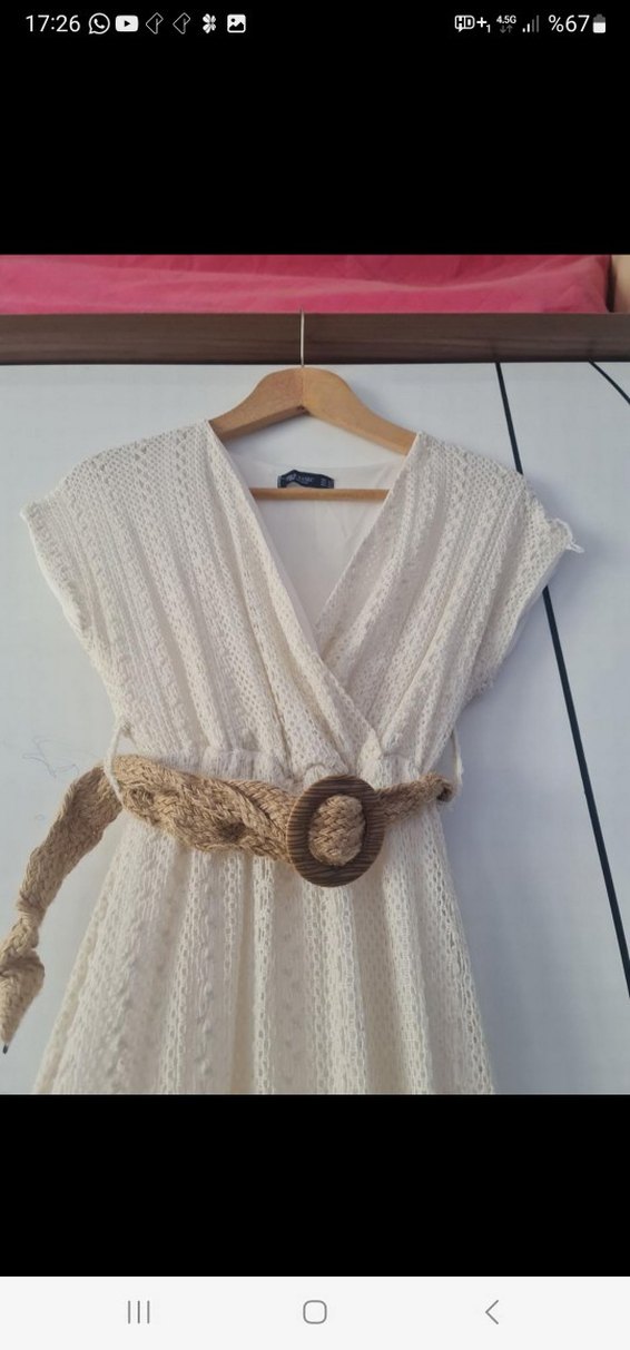 Diger Beyaz Keten Bohem Uzun Elbise - Görsel 4