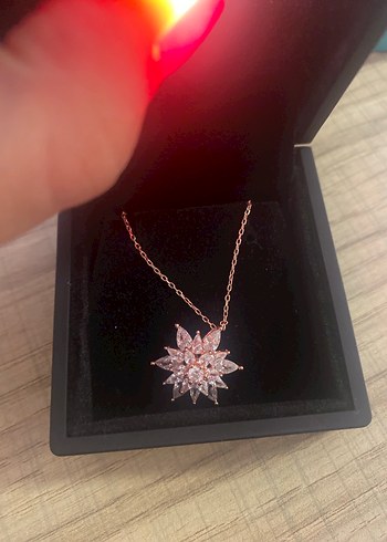 Altın Renkli Zincir Detaylı gümüş kolye - Görsel 2