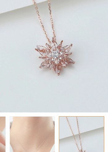 Altın Renkli Zincir Detaylı gümüş kolye - Görsel 6