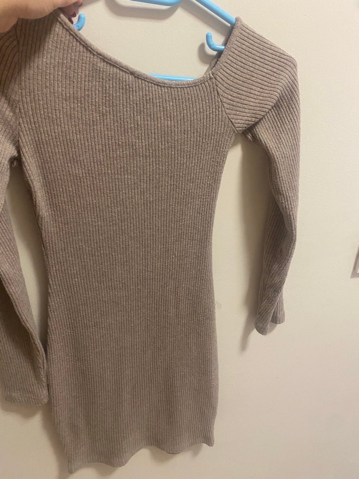 Gri Kadın Triko Uzun Kollu Elbise - Görsel 2