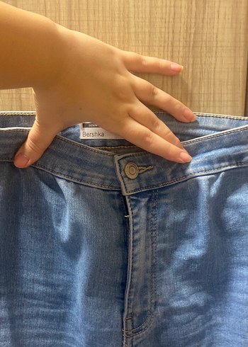 Düğmeli Mavi Denim Kadın Jean - Görsel 2