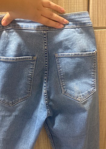 Düğmeli Mavi Denim Kadın Jean - Görsel 5