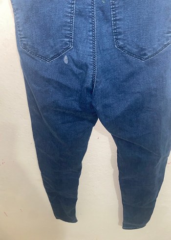 Düğmeli Mavi Kadın Denim Pantolon - Görsel 3