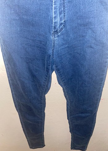 Düğmeli Mavi Kadın Denim Pantolon - Görsel 2