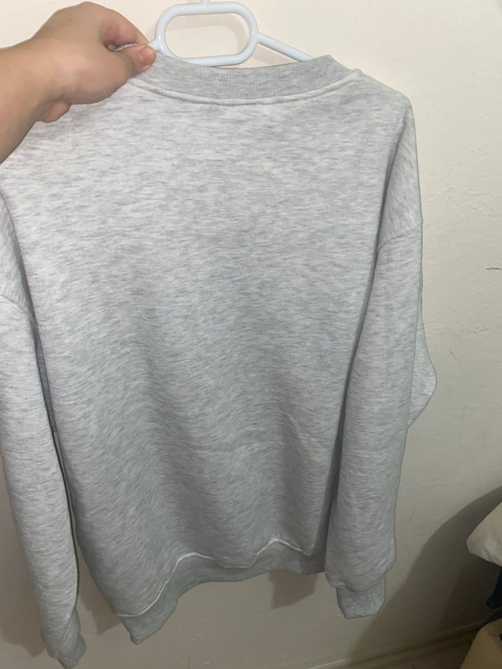 Gri Kadın Uzun Kollu Basic Sweatshirt - Görsel 2
