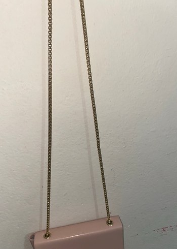 Pembe Zincir Detaylı Deri Kadın Çanta - Görsel 3