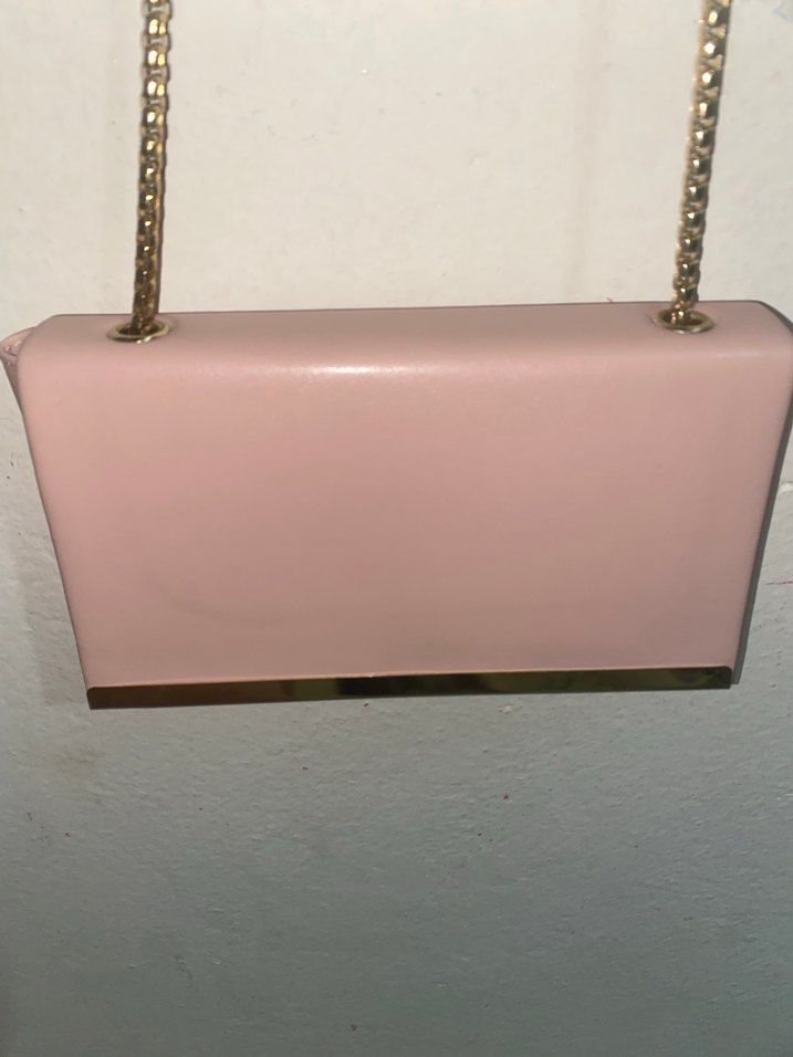 Pembe Zincir Detaylı Deri Kadın Çanta - Görsel 2