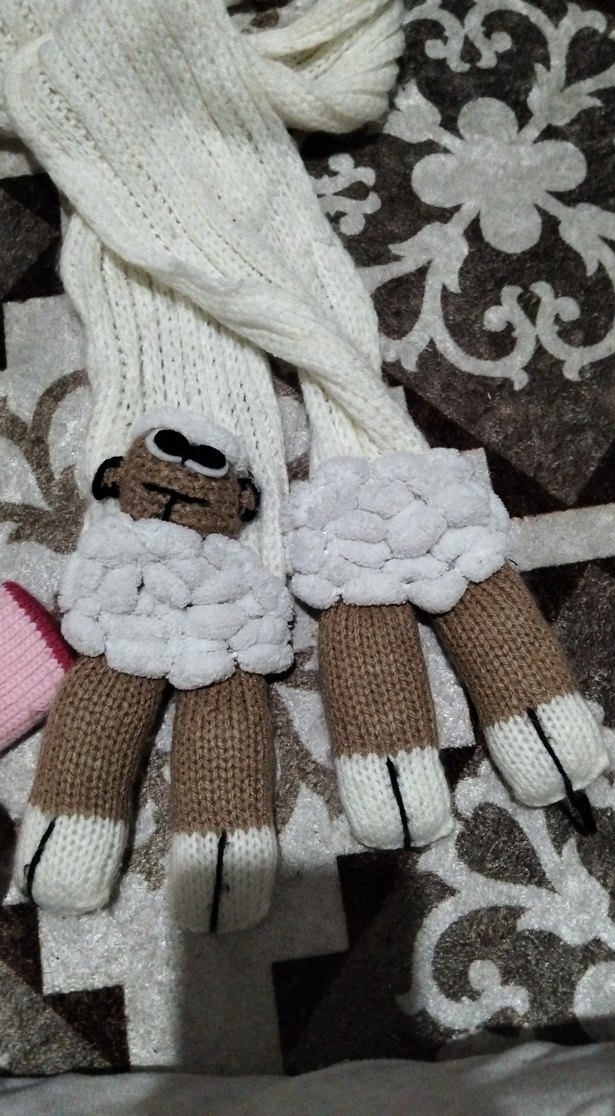 Pembe Nakışlı Örgü Çocuk Eldiveni - Görsel 4