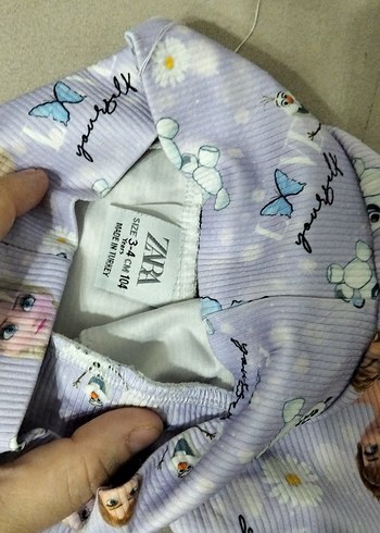 Kız Çocuk Mor Baskılı Streç Tayt - Görsel 3