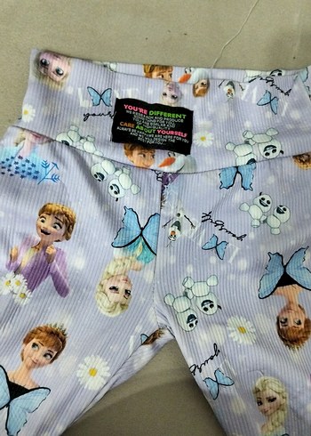 Kız Çocuk Mor Baskılı Streç Tayt - Görsel 2