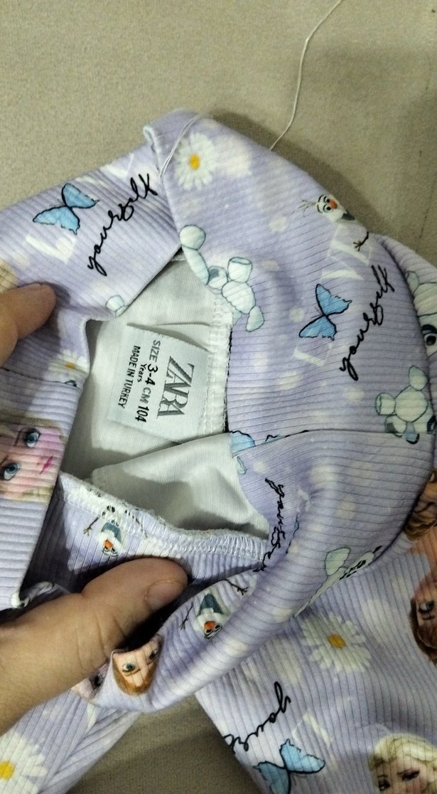 Kız Çocuk Mor Baskılı Streç Tayt - Görsel 3