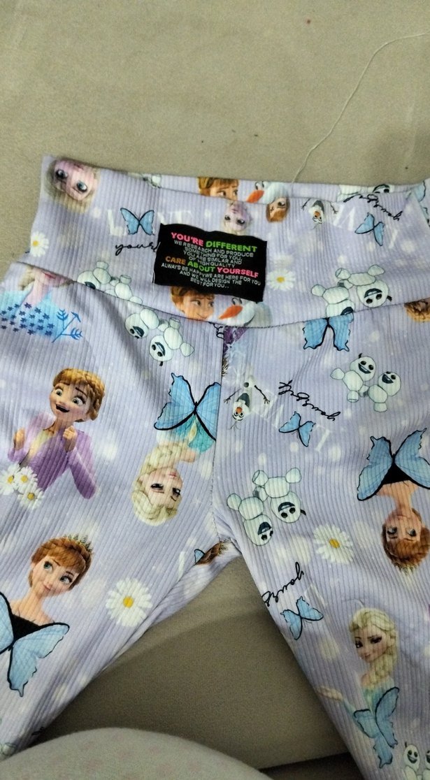 Kız Çocuk Mor Baskılı Streç Tayt - Görsel 2