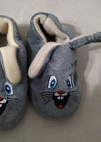 Kız Çocuk Gri Nakışlı Sıcak Ev Terliği - Görsel 3