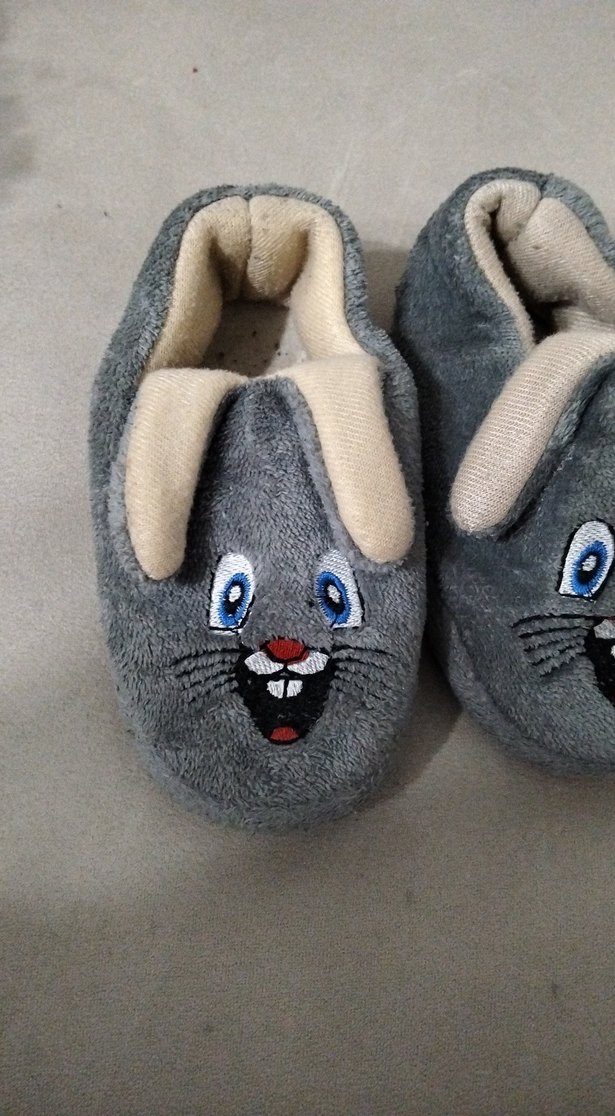 Kız Çocuk Gri Nakışlı Sıcak Ev Terliği - Görsel 2