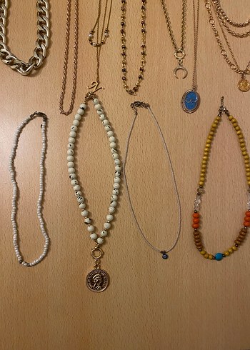 Bohem Tarzı Boncuklu Altın Renk karışık Kolye - Görsel 5