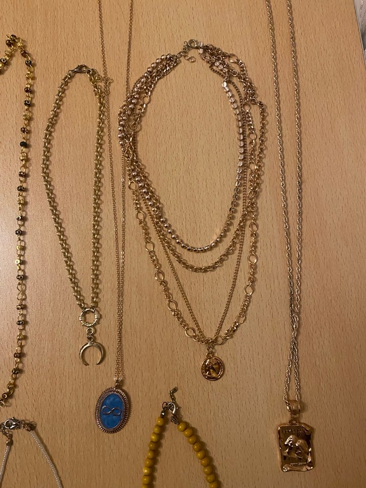 Bohem Tarzı Boncuklu Altın Renk karışık Kolye - Görsel 4