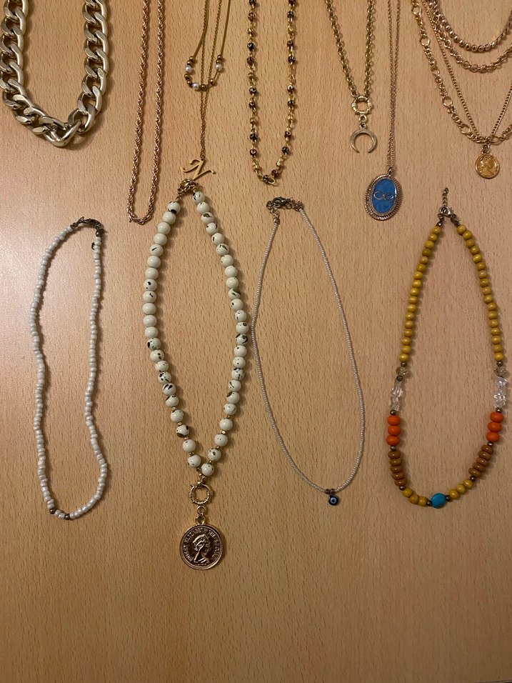 Bohem Tarzı Boncuklu Altın Renk karışık Kolye - Görsel 5