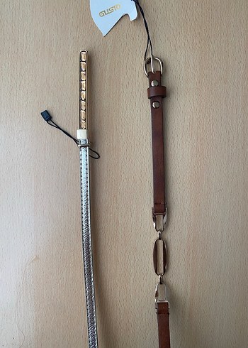 Siyah, altın ve Kahverengi deri Kemerler - Görsel 2