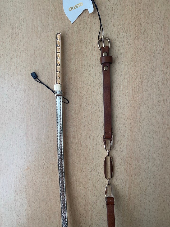 Siyah, altın ve Kahverengi deri Kemerler - Görsel 2