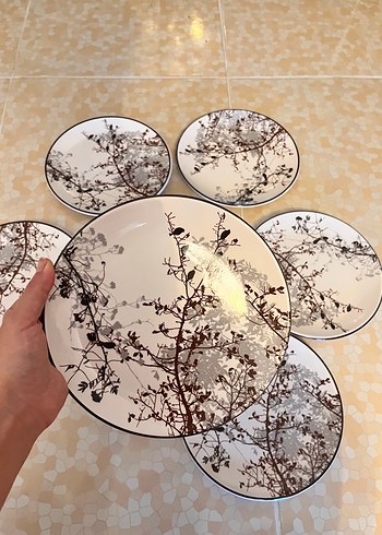 Diğer Kahverengi Baskılı Modern Yemek Tabağı 7 adet