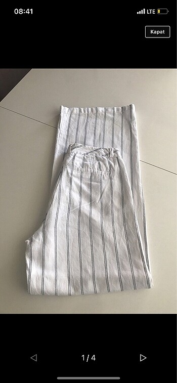 Çizgili bol paça pantolon