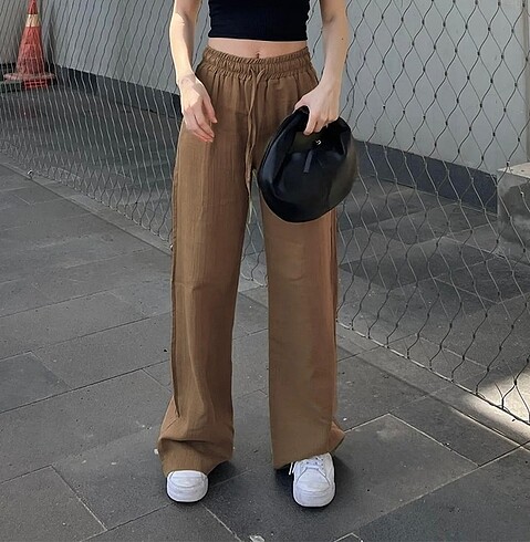Diğer Keten bol paça pantolon