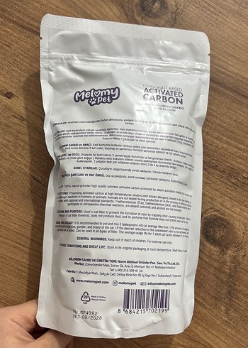 Melomy Pet Aktif Karbonlu Kedi kumu koku giderici 500g - Görsel 3