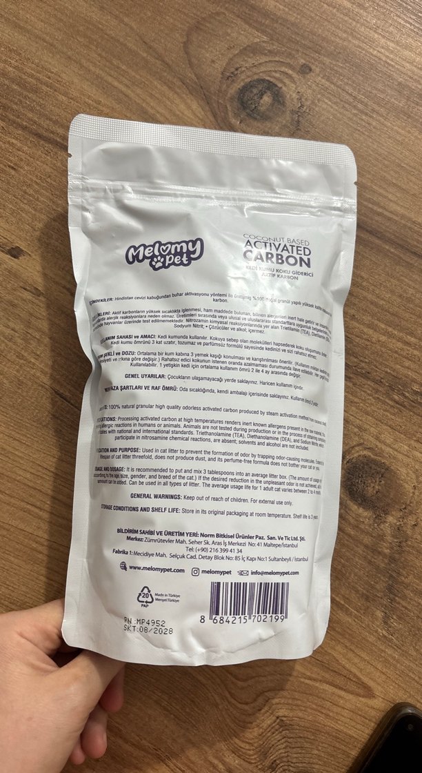 Melomy Pet Aktif Karbonlu Kedi kumu koku giderici 500g - Görsel 3