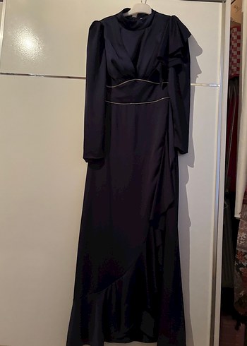 Kadın Siyah Uzun Kollu Drapeli Uzun Elbise - Görsel 2