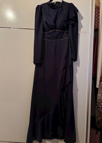 Kadın Siyah Uzun Kollu Drapeli Uzun Elbise - Görsel 3