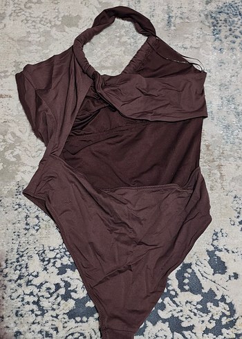 Drapeli Kahverengi Kadın Mayo - Görsel 3