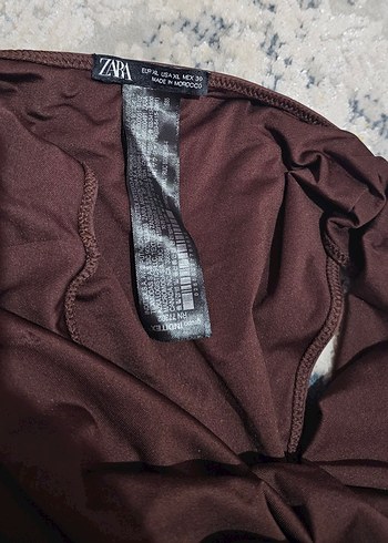 Drapeli Kahverengi Kadın Mayo - Görsel 4