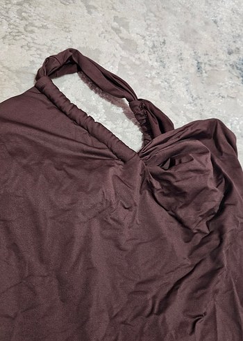 Drapeli Kahverengi Kadın Mayo - Görsel 2