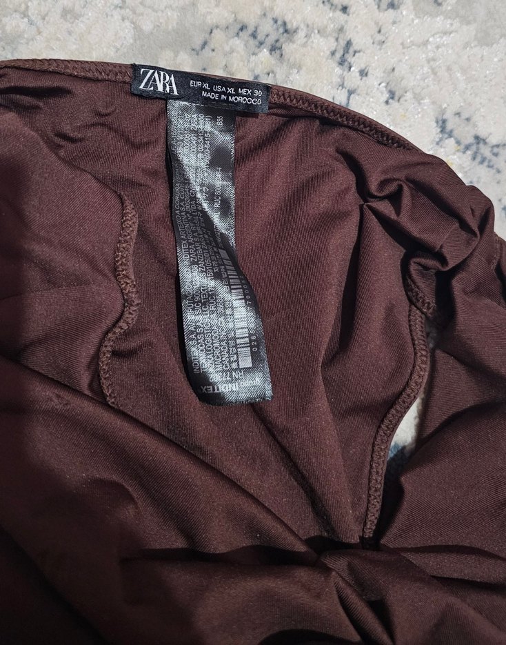 Drapeli Kahverengi Kadın Mayo - Görsel 4