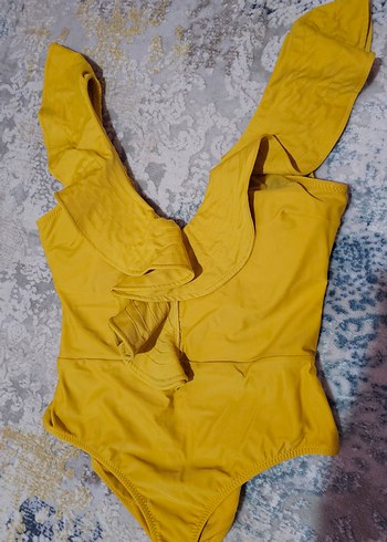 Sarı Fırfırlı Kadın Mayo - Görsel 2