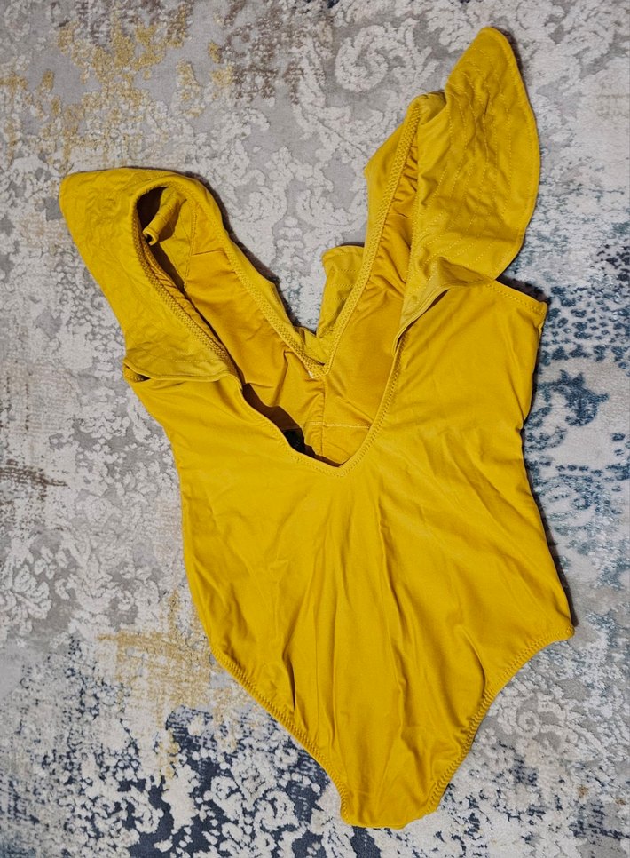 Sarı Fırfırlı Kadın Mayo - Görsel 3