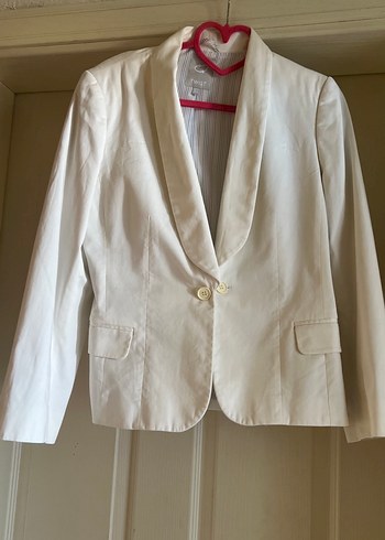 Düğmeli Beyaz Kadın Blazer Ceket