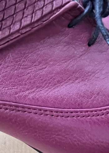 Bordo Parlak Yılan Desenli Kadın Platform Topuklu - Görsel 7