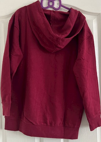 Bordo Gri Baskılı Kapüşonlu Sweatshirt - Görsel 5