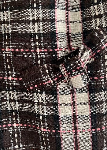 Bordo Gri Ekoseli Kız Bluz be kahve bady - Görsel 2