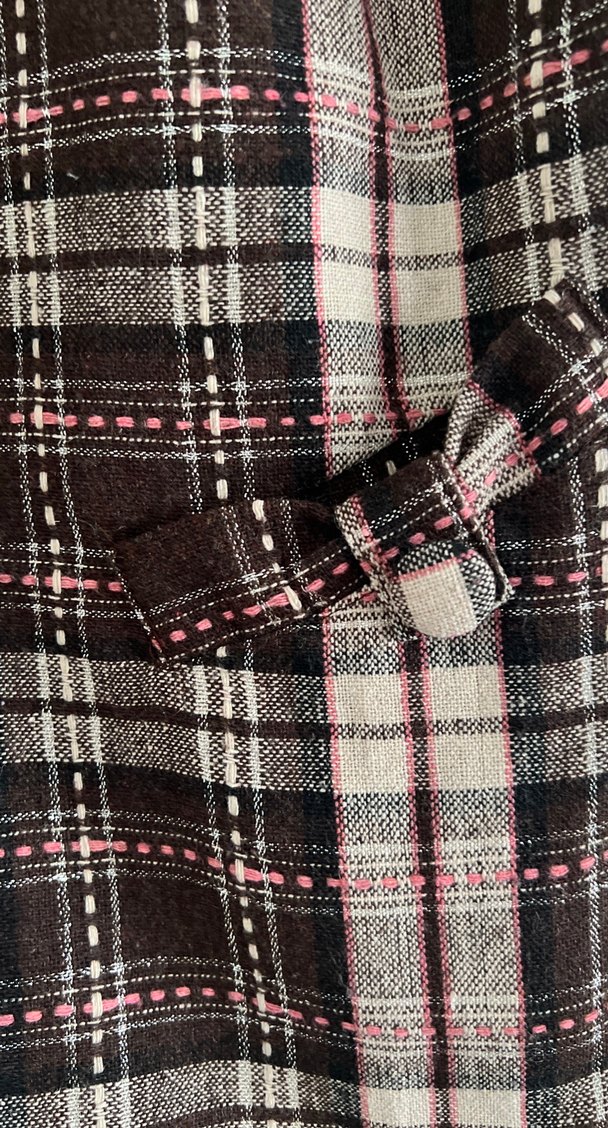 Bordo Gri Ekoseli Kız Bluz be kahve bady - Görsel 2