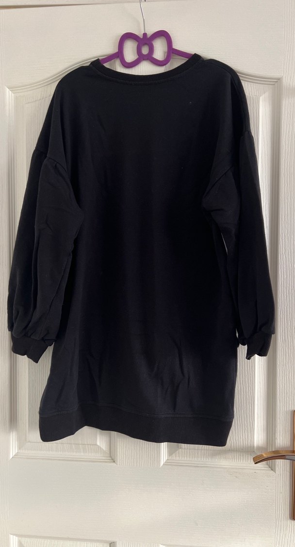 Oversize Siyah Baskılı Gotik Sweatshirt - Görsel 3