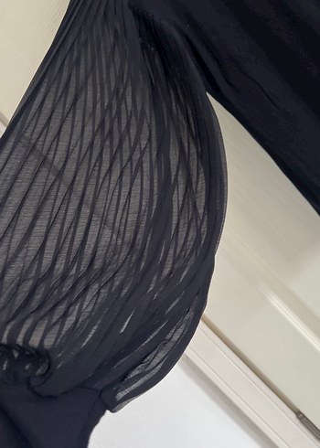 Siyah Pilili Kadın abiye Bluz - Görsel 2