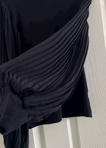 Siyah Pilili Kadın abiye Bluz - Görsel 3