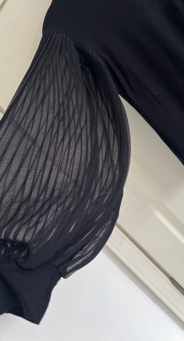 Siyah Pilili Kadın abiye Bluz - Görsel 2