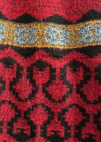 Bordo Desenli Bohem Kadın Örgü Yelek - Görsel 2