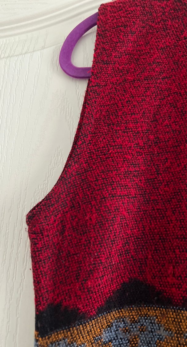 Bordo Desenli Bohem Kadın Örgü Yelek - Görsel 3