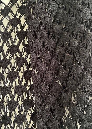 Siyah Dantel Detaylı Kadın Örme Şal - Görsel 2