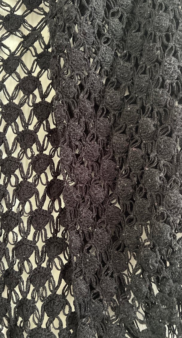 Siyah Dantel Detaylı Kadın Örme Şal - Görsel 2