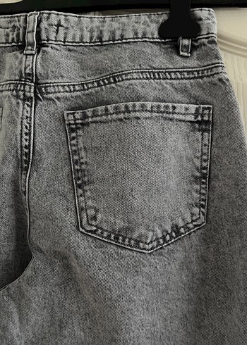 Gri Midi Boy Rahat Kesim Kadın Kot Pantolon - Görsel 6